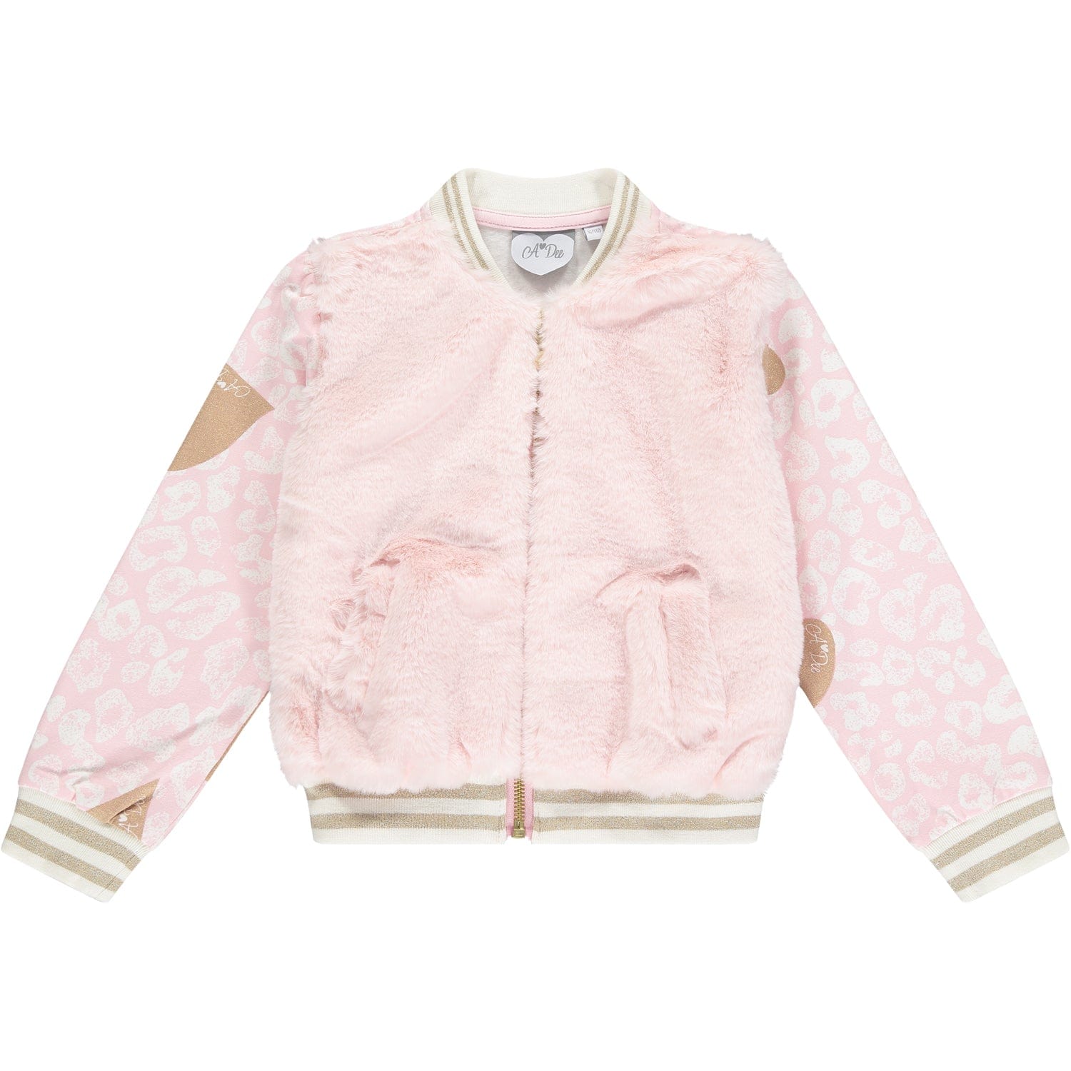 A DEE - Perry Faux Fur Bomber Jacket - Pale Pink