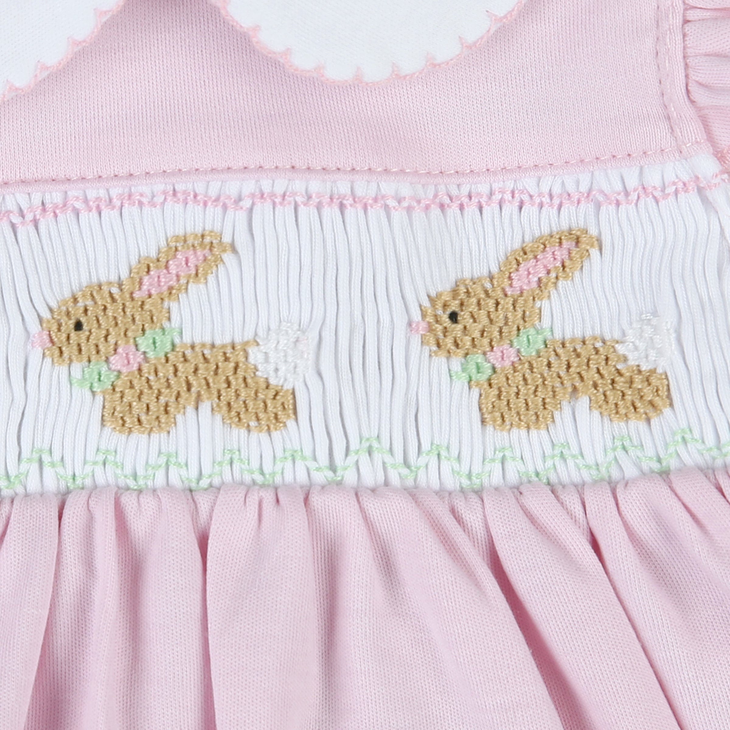 MAGNOLIA BABY - Springtime Bunny Smocked  Bubble - Pink