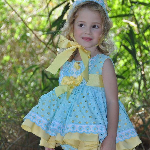 LA AMAPOLA - Valeria Baby Dress & Knickers - Yellow