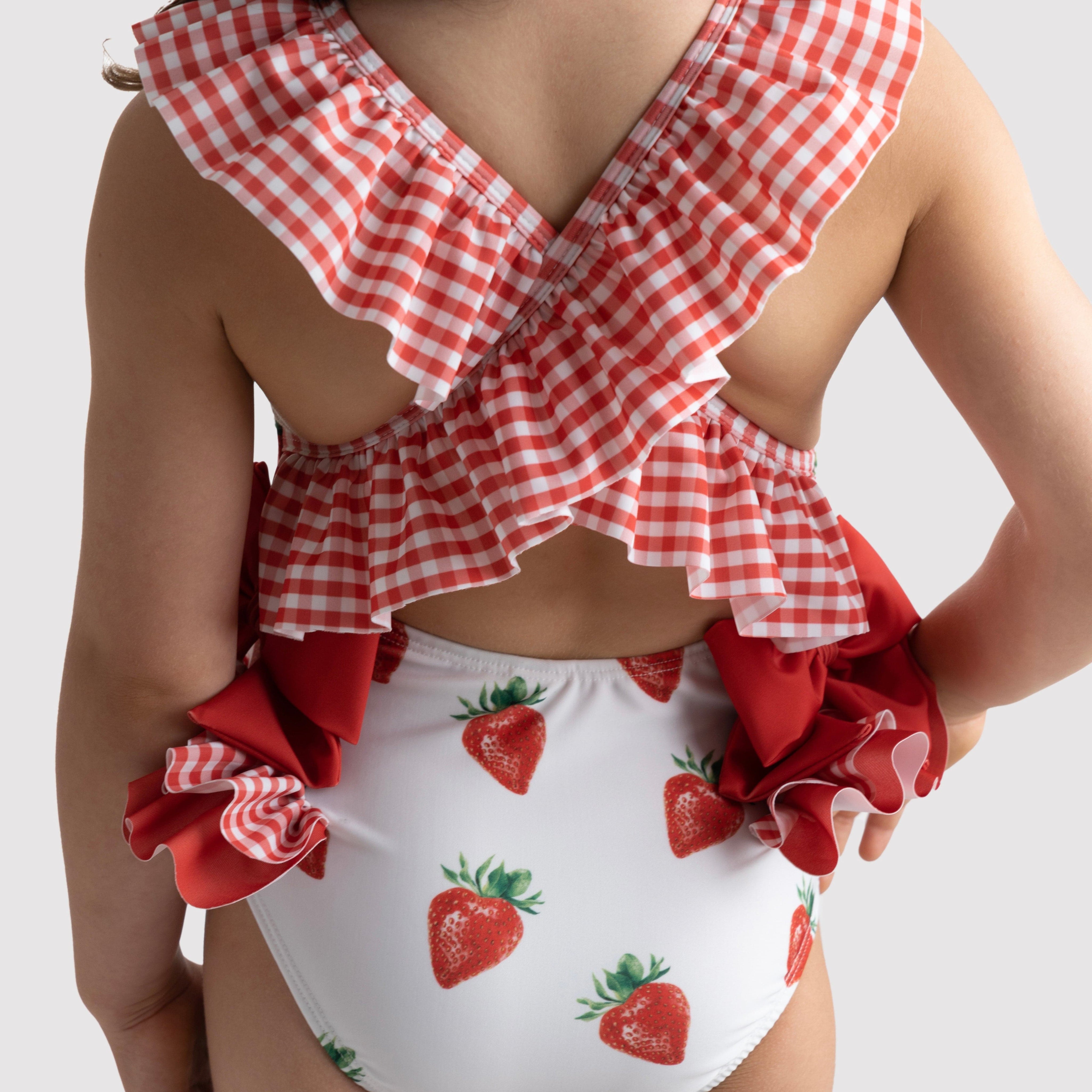 MEIA PATA - Cannes Strawberries Print Swimsuit - Red