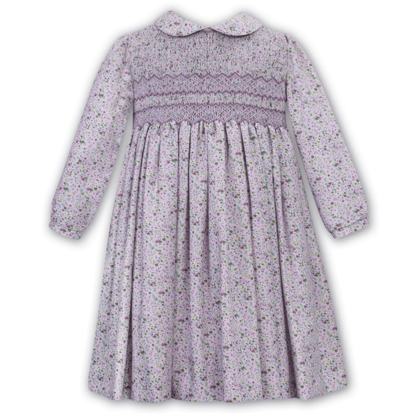 SARAH LOUISE -  Smocked Peter Pan Collar Floral Print Dress - Lilac