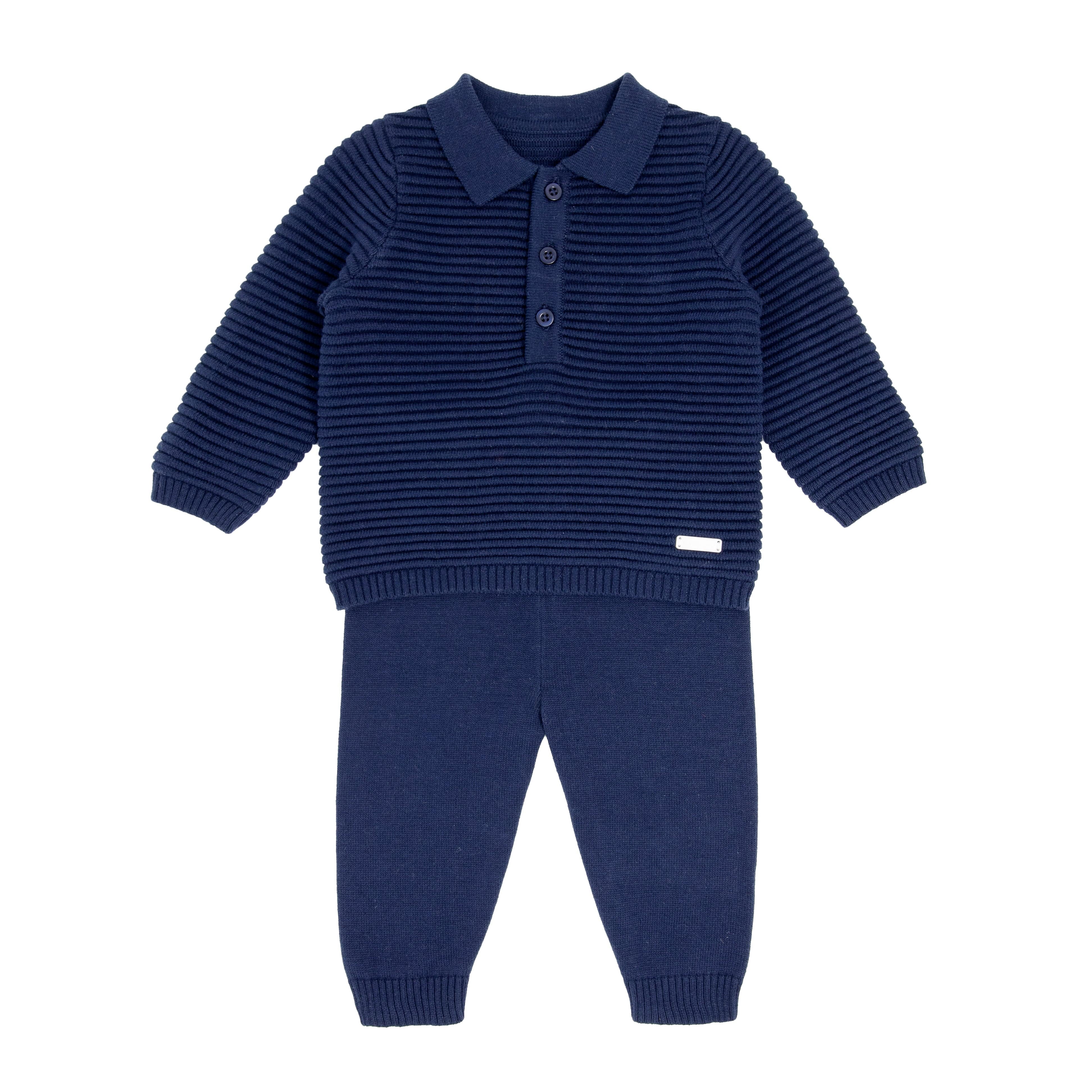 BLUES BABY -  Knit Ribbed Two Piece - Navy