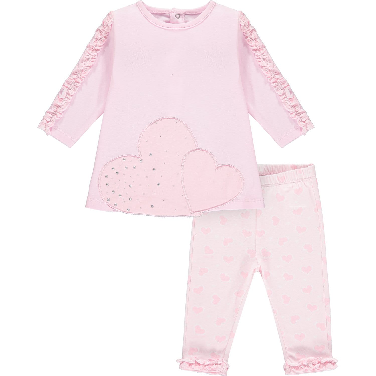 LITTLE A - Heart Leggings Set - Pink