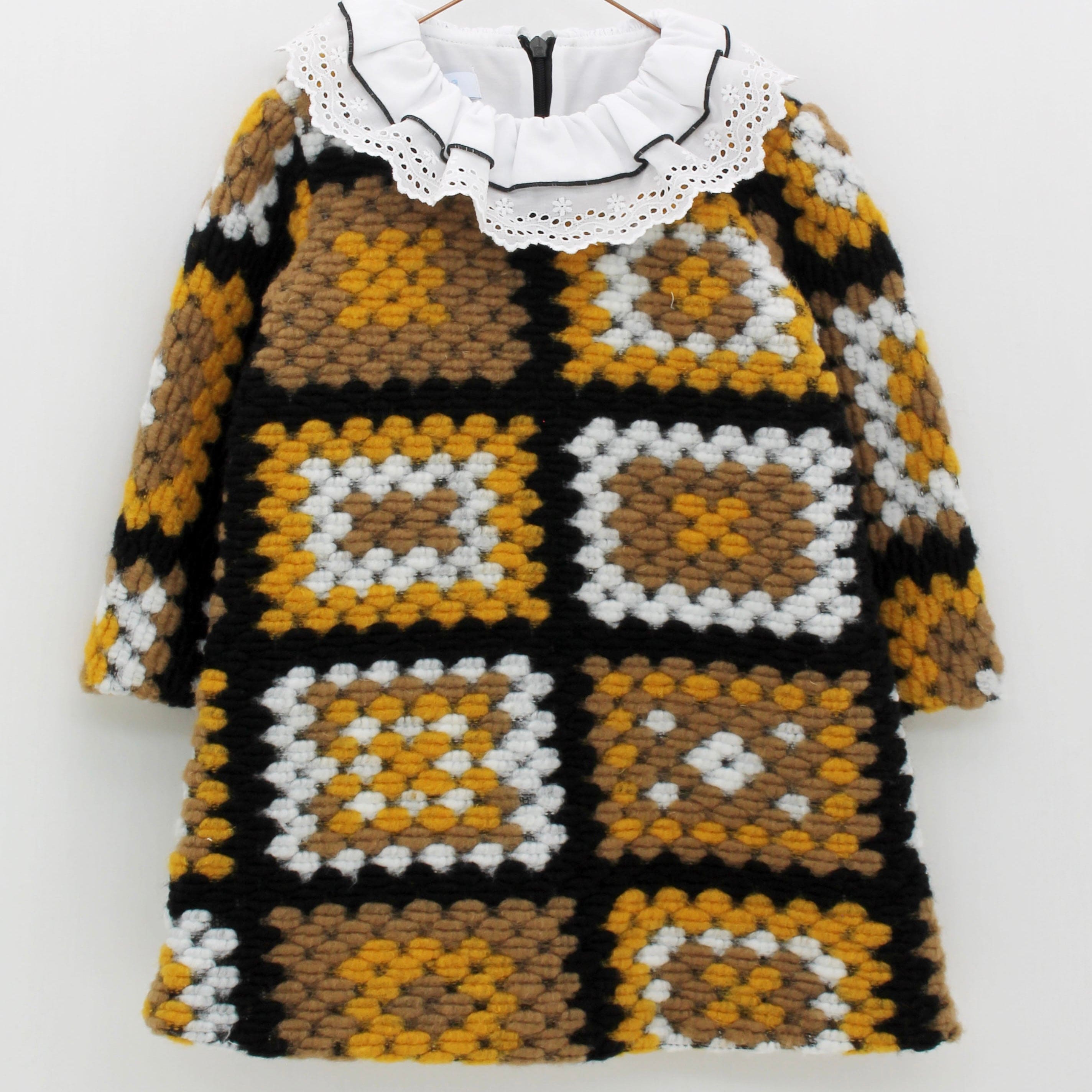 FOQUE - Crochet Dress - Mustard