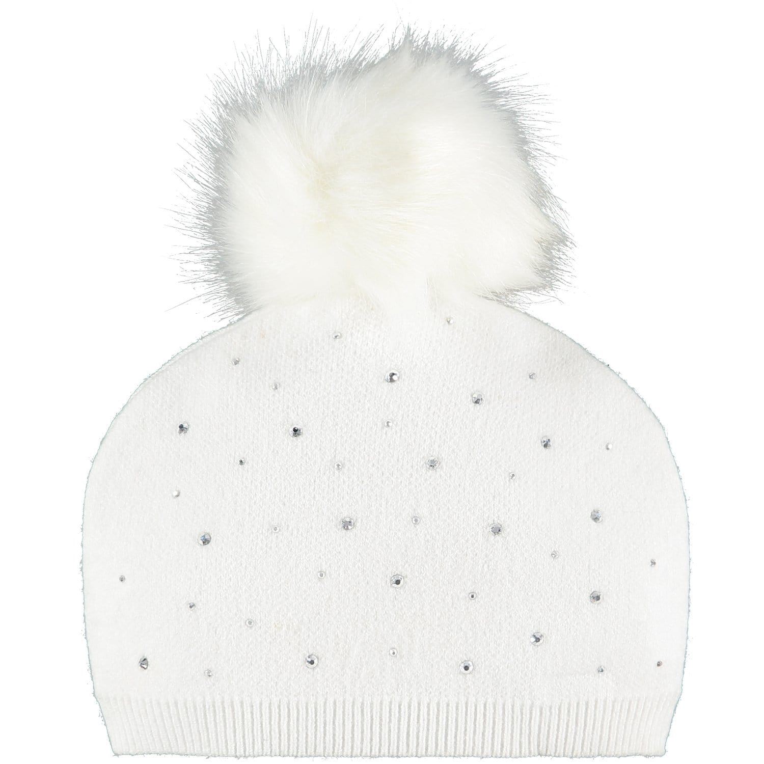 LITTLE A - Sparkle Pom Pom Knitted Hat - White