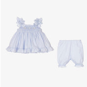 PRETTY ORIGINALS - Smocked Dress Set & Hairband  - Blue