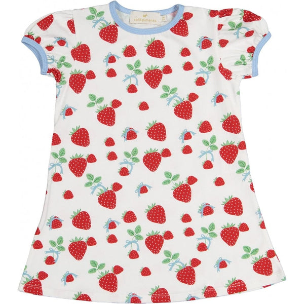 SAL & PIMENTA - Strawberry Berries & Bows Dress - White