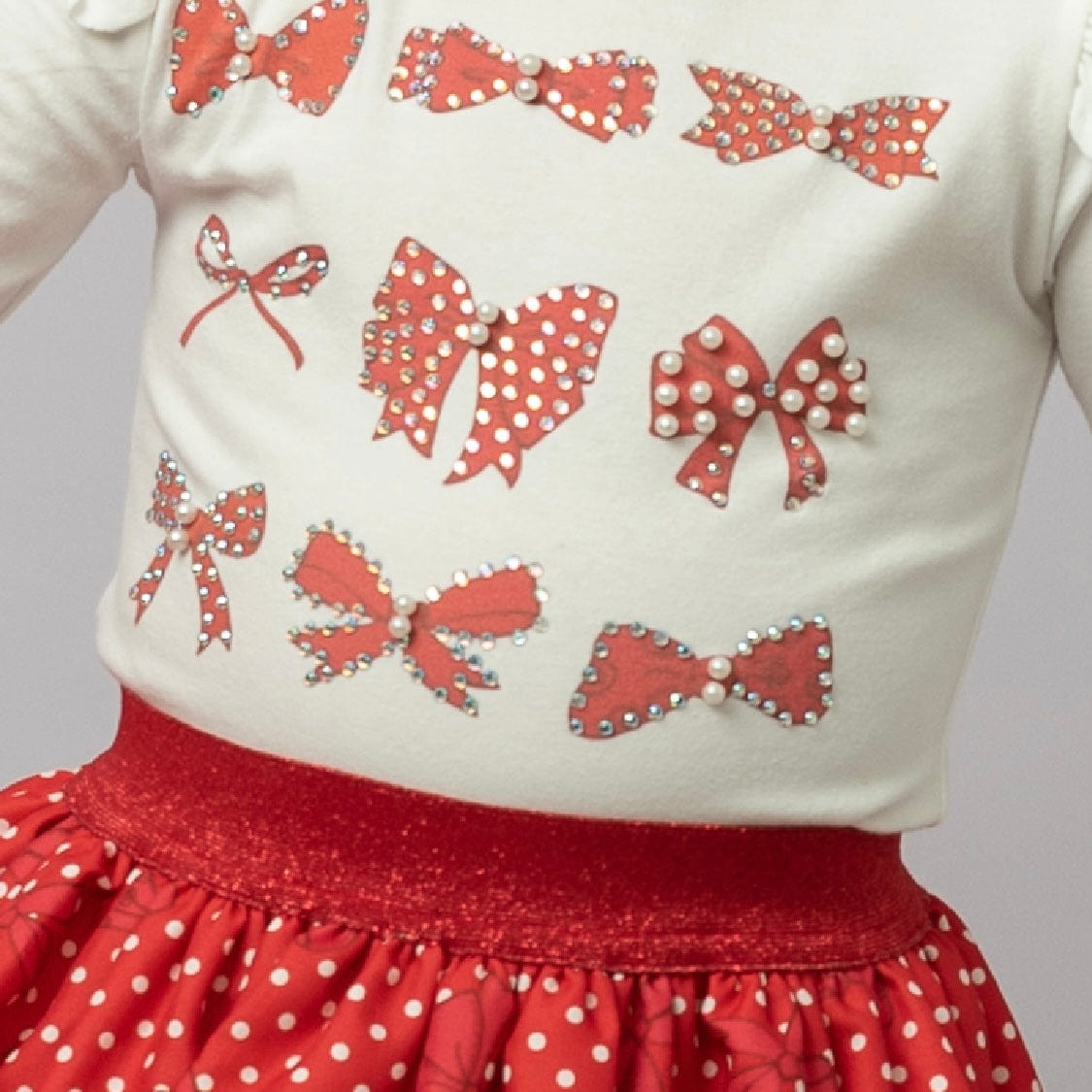 CARAMELO KIDS - Bow Skirt Set - Red