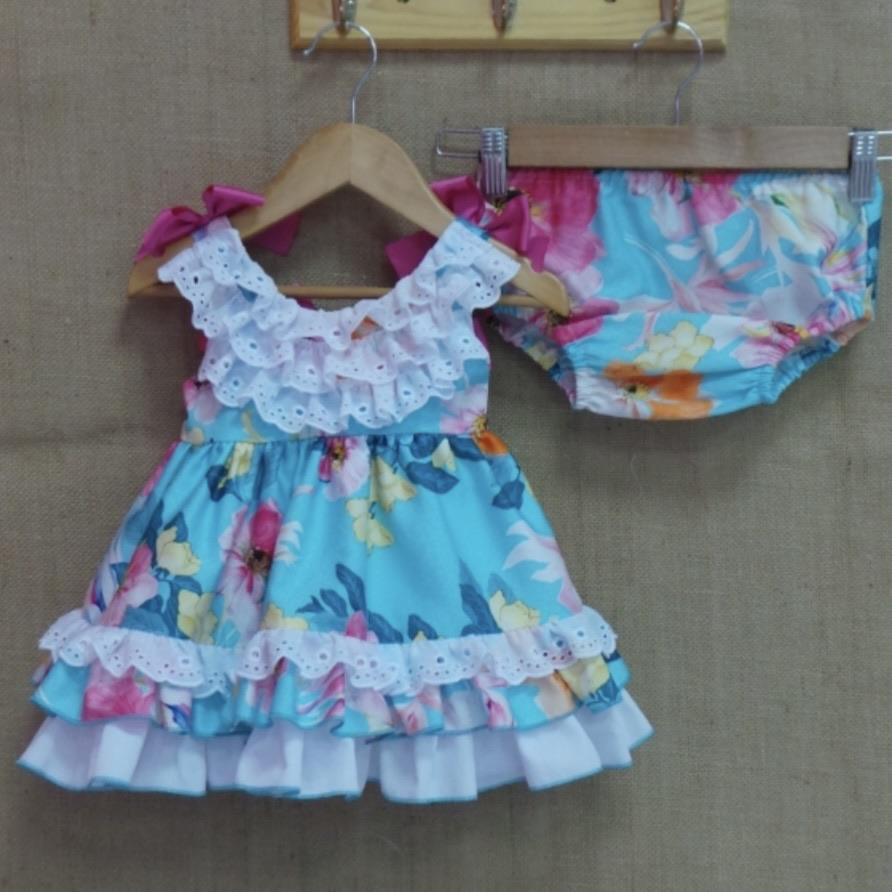 NINI TURQUOISE FLORAL BABY DRESS