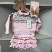 Rahigo - Four Piece Fairisle Skirt Set -  Baby Pink