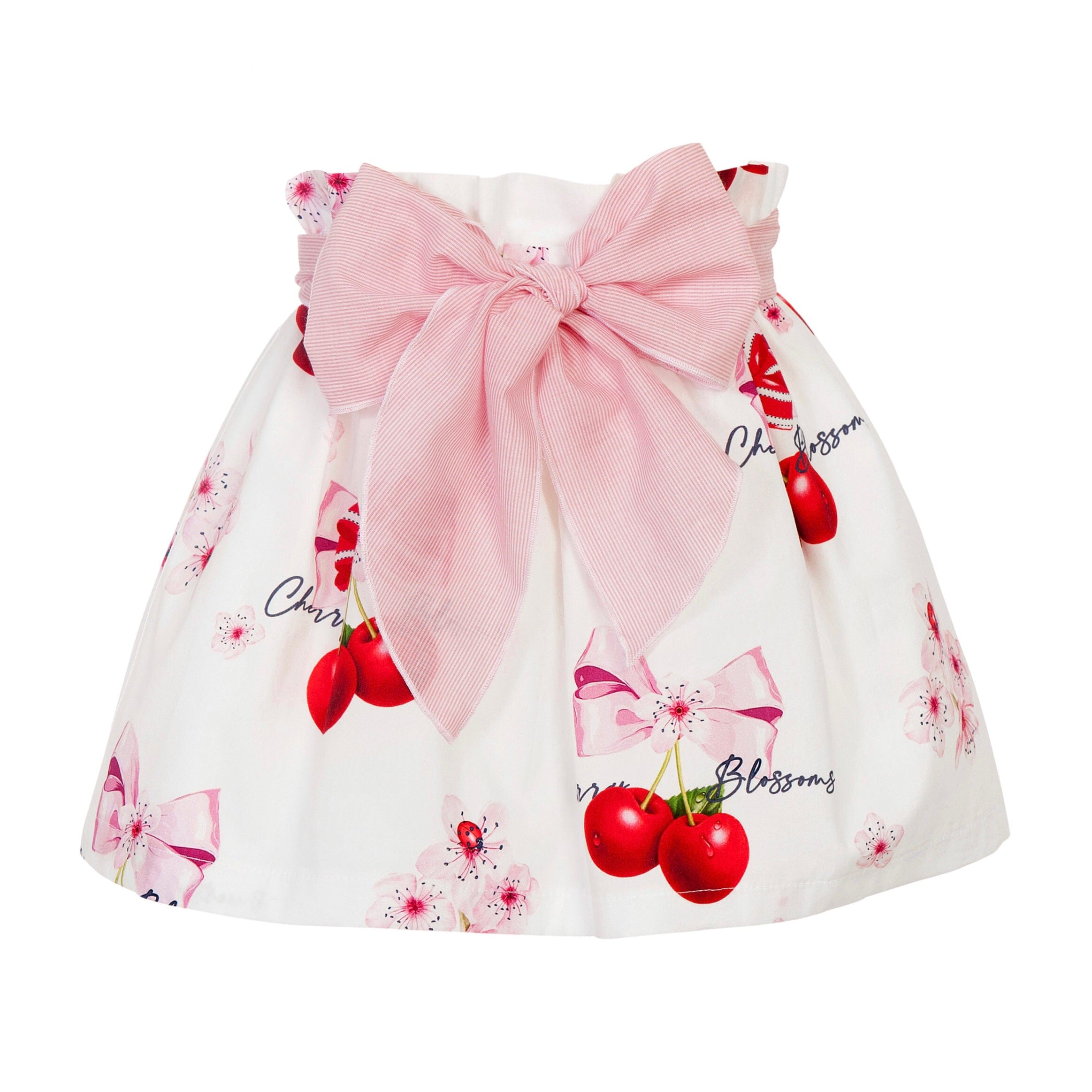 BALLOON CHIC - Cherry Bow Skirt Set - White