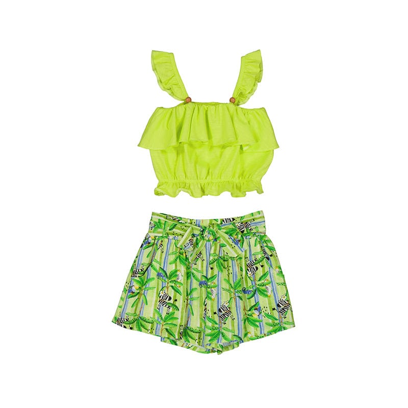 MAYORAL - Cropped Zebra Short Set - Lime