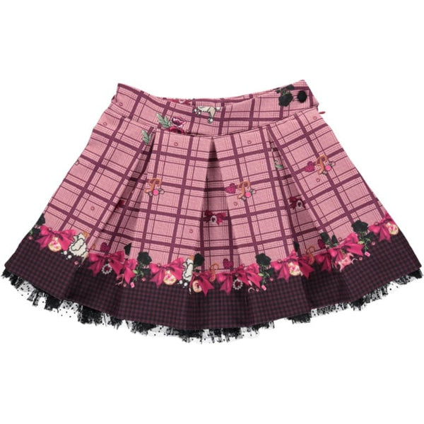 Piccola Speranza  - Check & Bow Skirt Set  - Burgundy