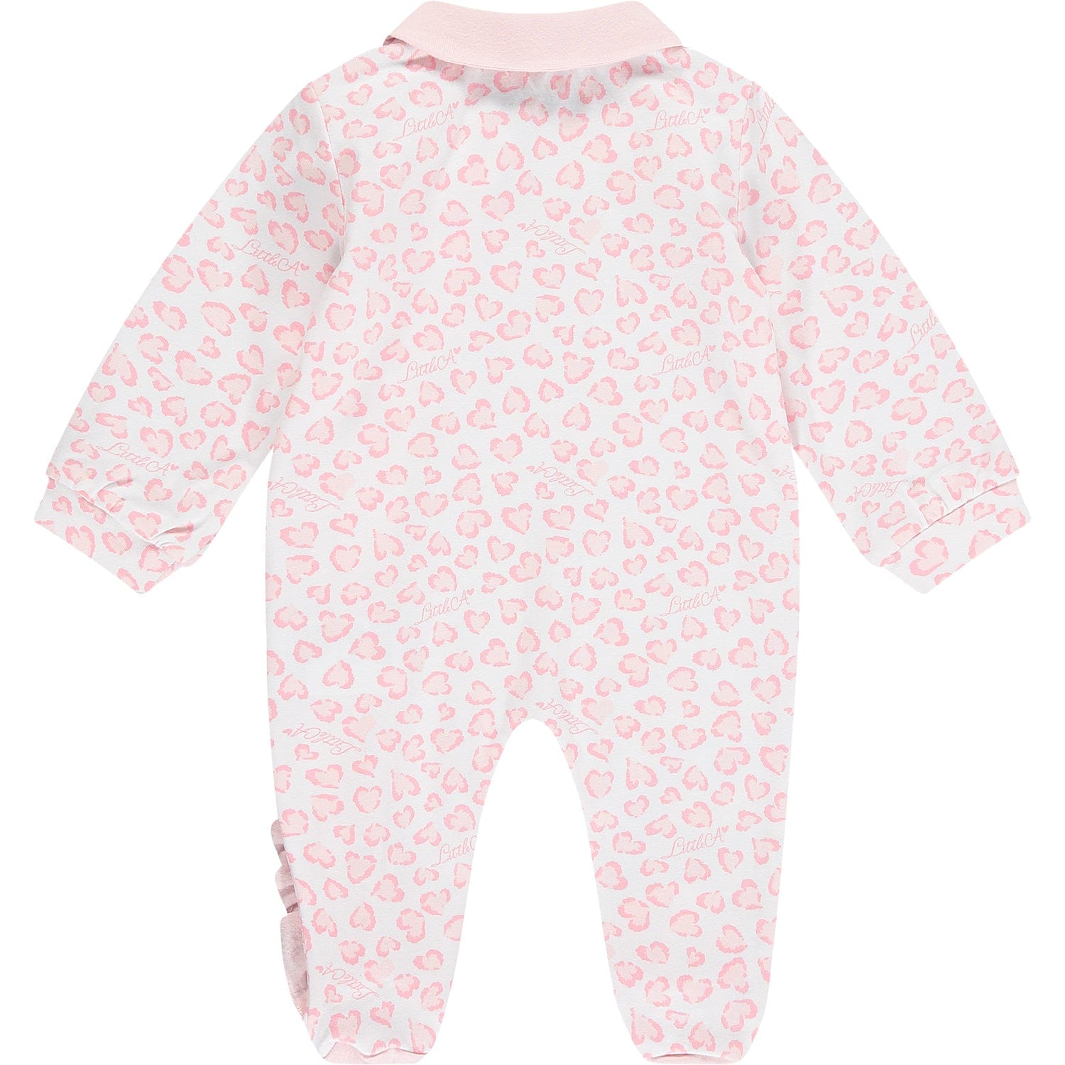 LITTLE A - Eileen Leopard Print Babygrow - Baby Pink