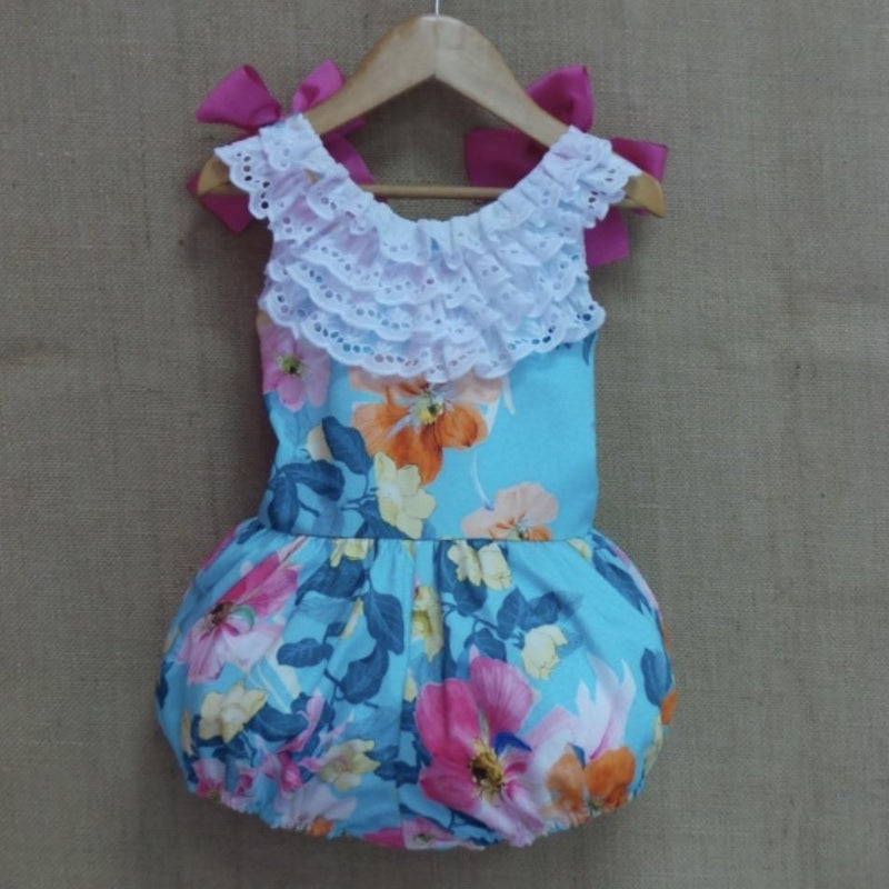 NINI - Floral Playsuit - Turquoise