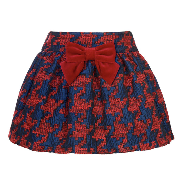 BALLOON CHIC - Dog Tooth  Skirt Set  - Red