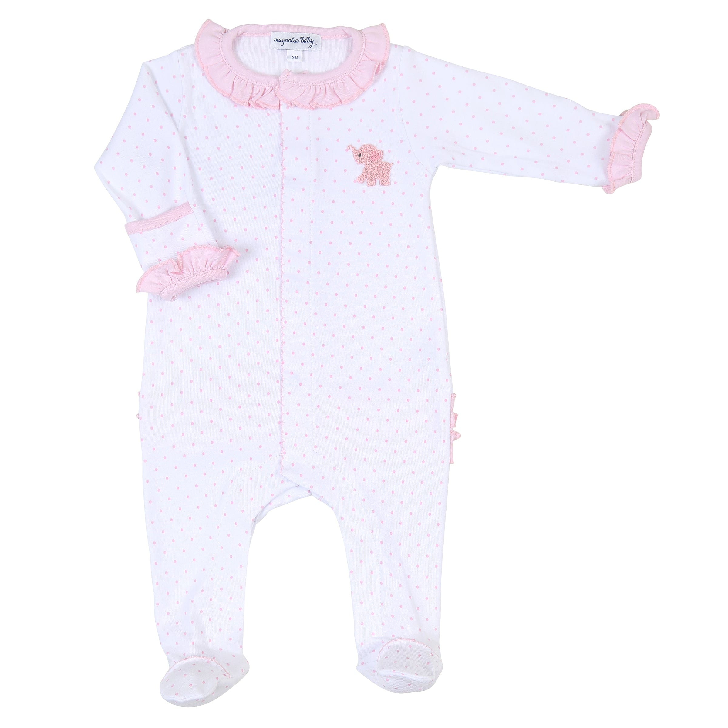 MAGNOLIA BABY - Tiny Elephant Ruffle Babygrow - Pink