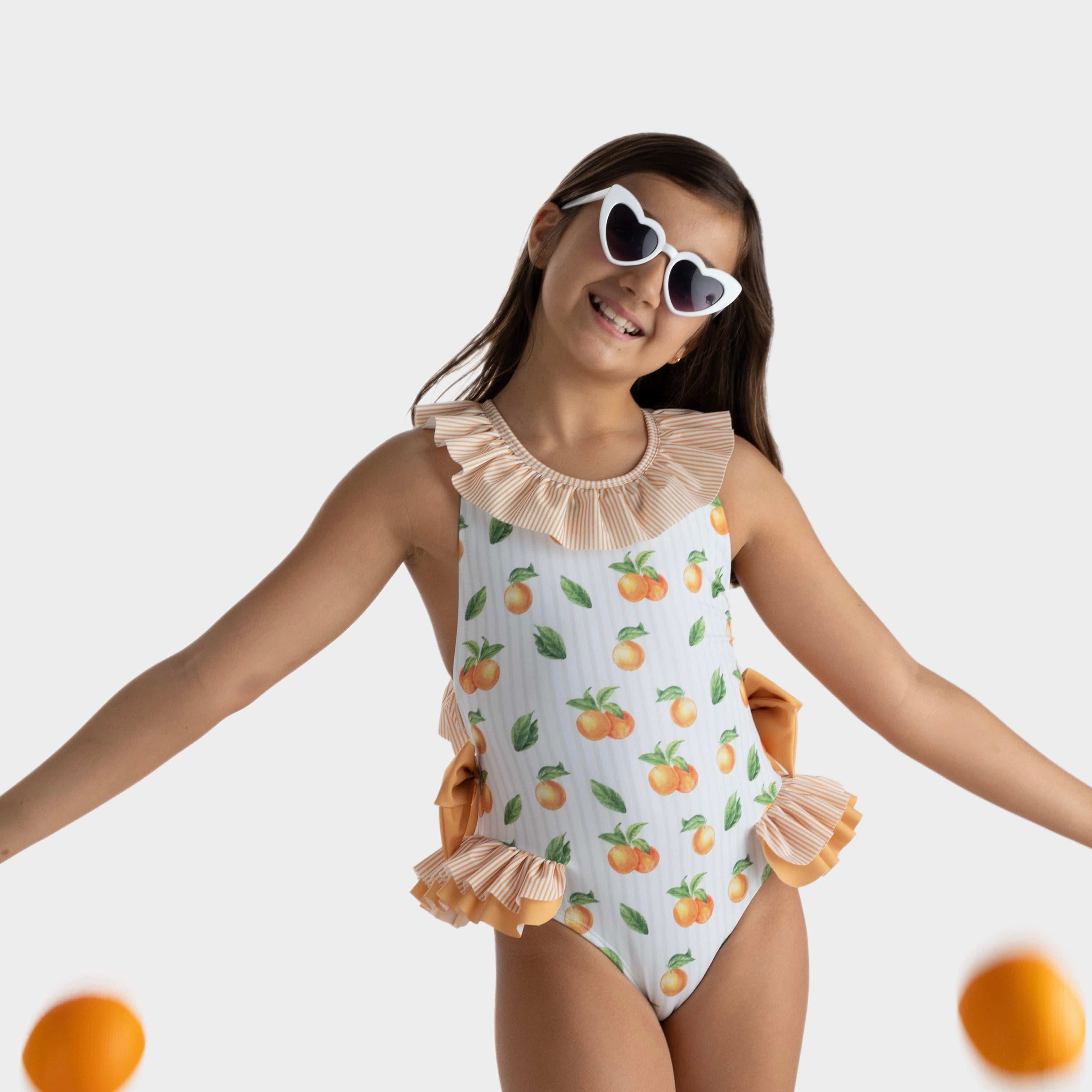MEIA PATA - Cannes Oranges Print Swimsuit - Orange