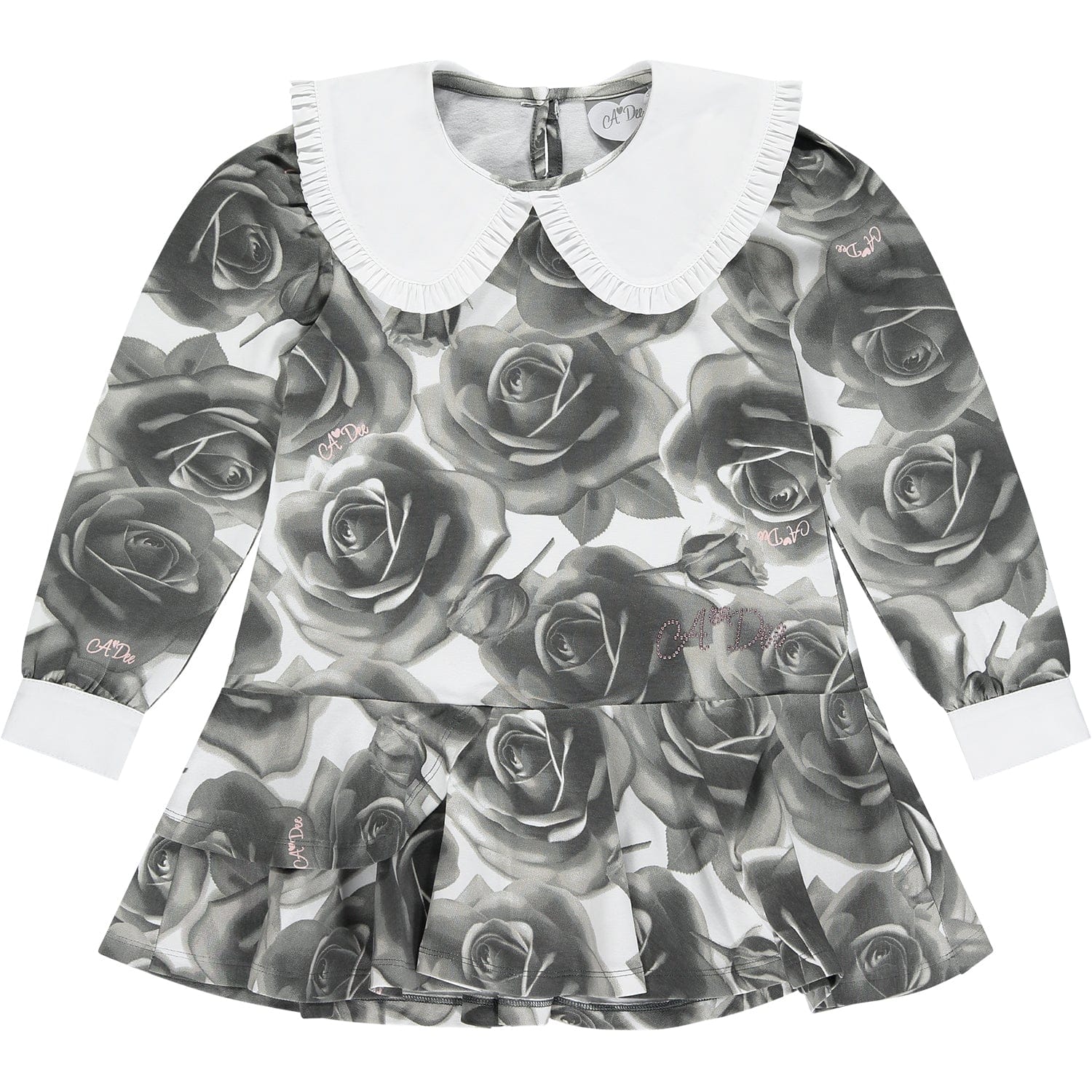 A DEE - Trudy Rose Print Dress - Light Grey
