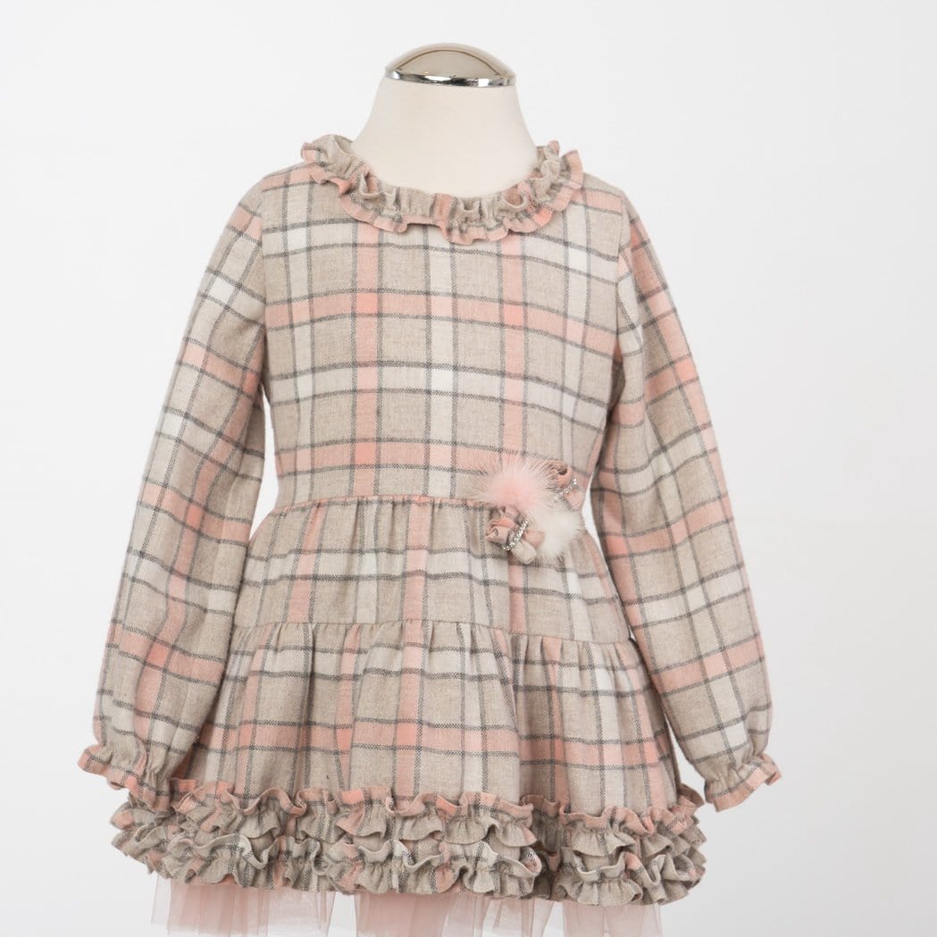 Daga - Check Drop Waist Dress - Pink