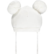 LITTLE A - Elisha Double Pom Pom Hat - White