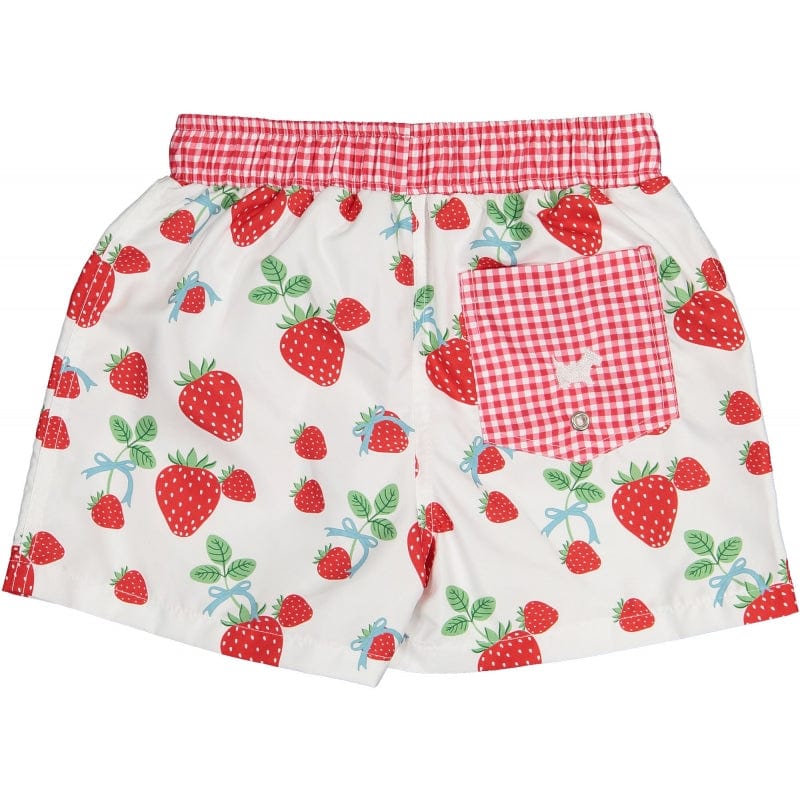 SAL & PIMENTA - Strawberry Berries & Bows Swim Shorts - White