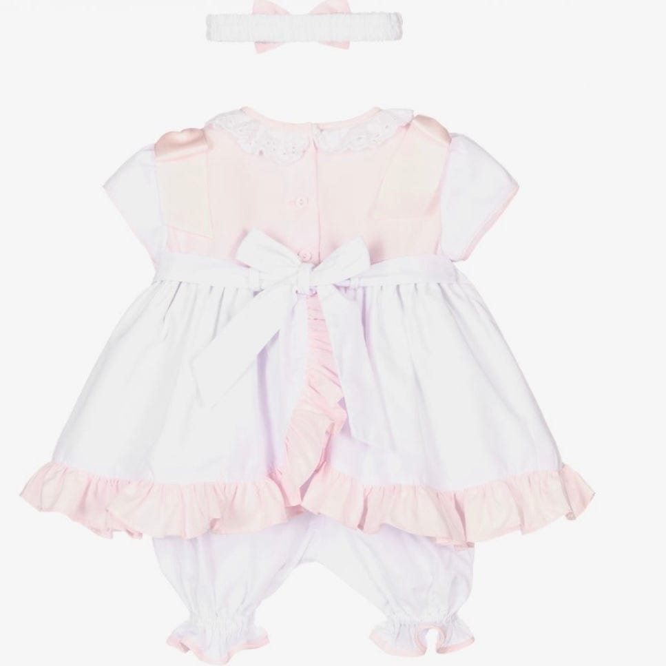PRETTY ORIGINALS - Smocked Dress & Bloomer Set - White