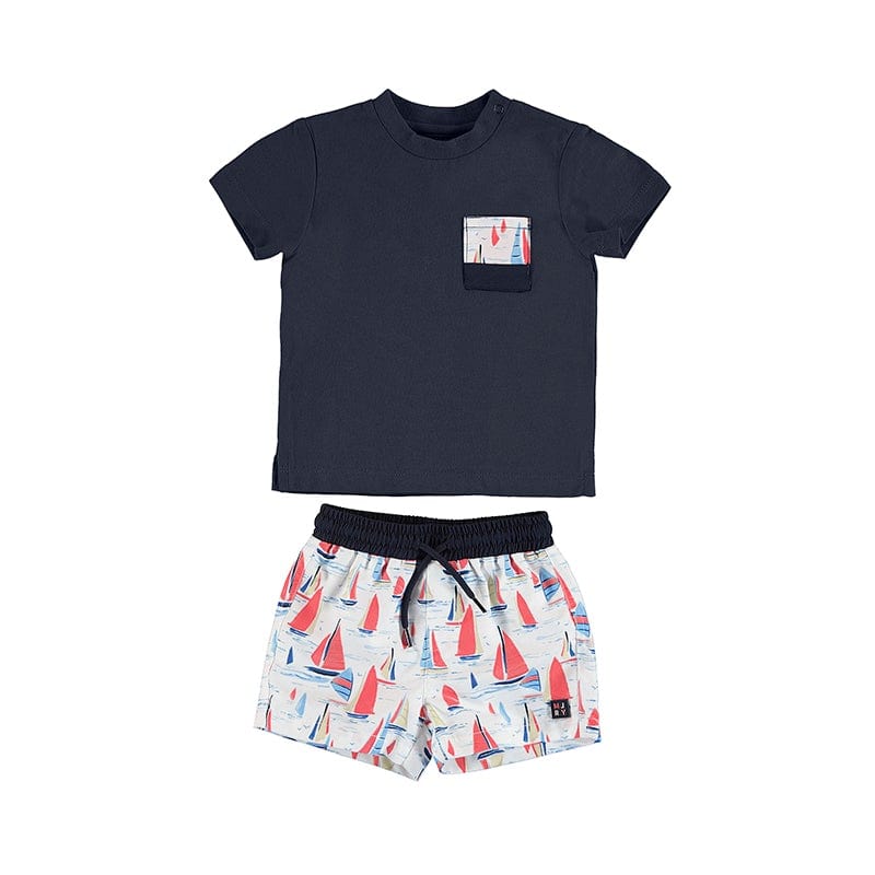 Mayoral - Boat Swim Short T Shirt Set - Navy