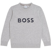 HUGO BOSS - Logo Knit Sweater -  Grey