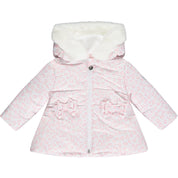 LITTLE A - Emilia Leopard Print Jacket With Faux Fur Trim - Baby Pink
