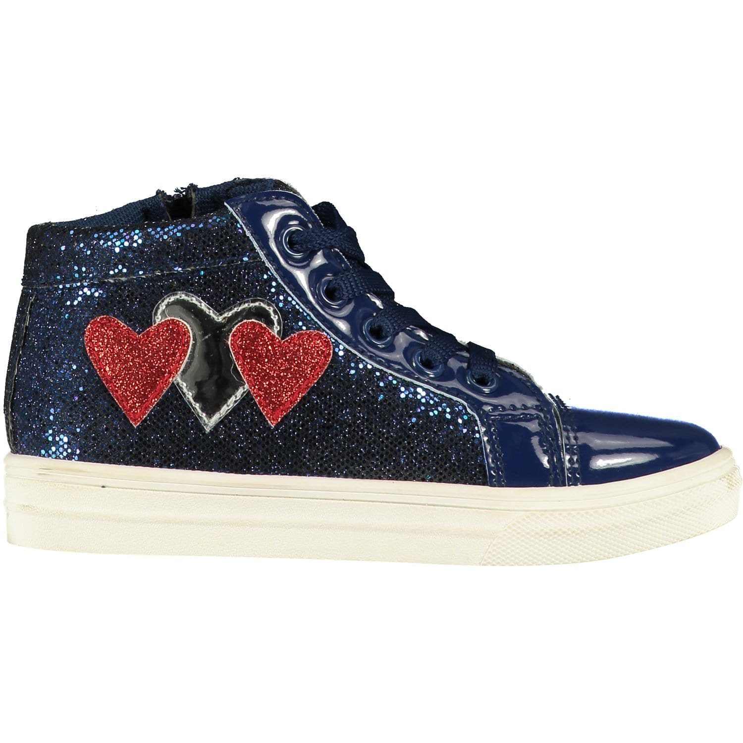 A DEE - Heart High Top Lace Trainer - Navy
