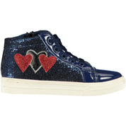 A DEE - Heart High Top Lace Trainer - Navy