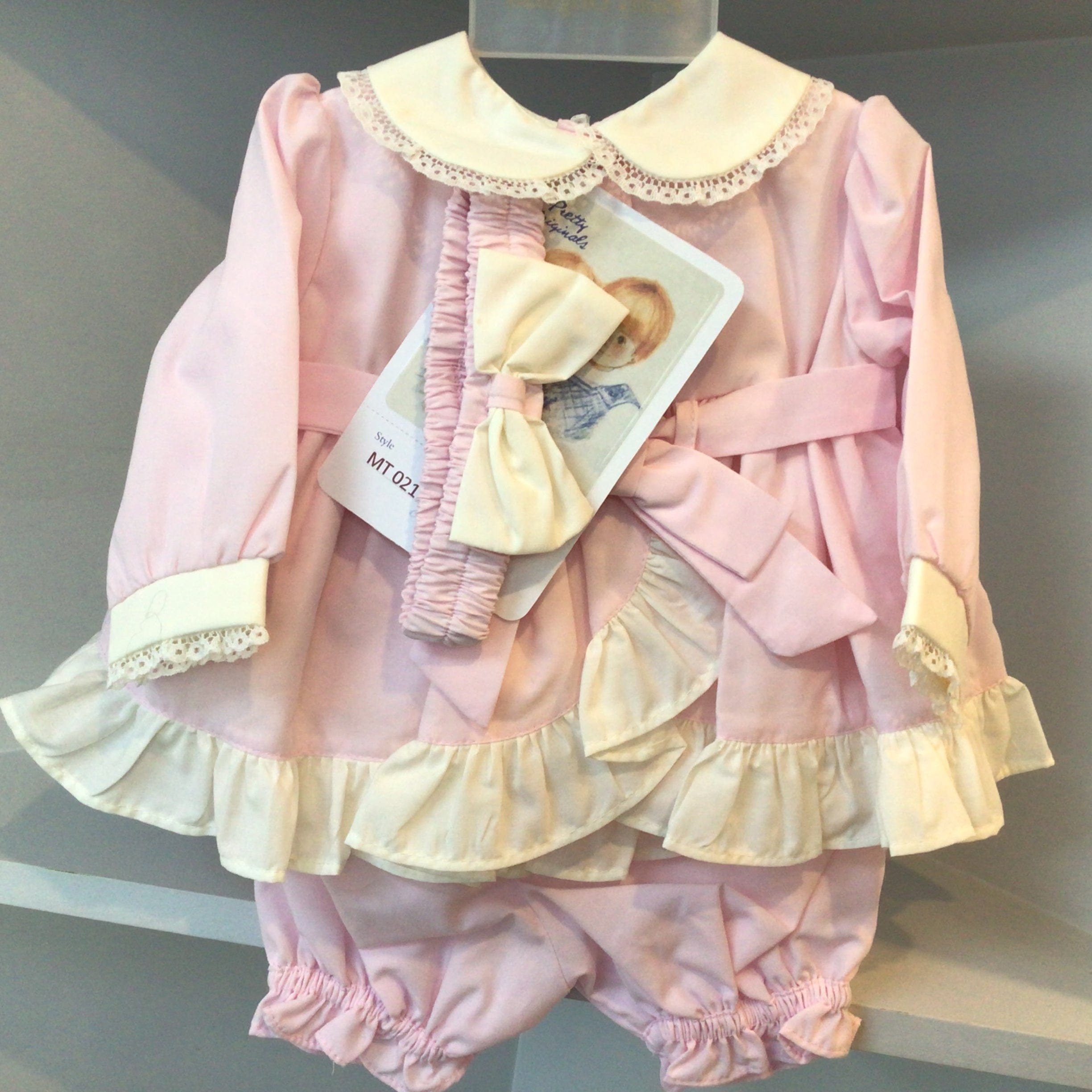 PRETTY ORIGINALS - Smocked Dress Set & Hairband  - Pink