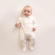 MITCH & SON - Mini Harvey Stripe Panel Babygrow - White