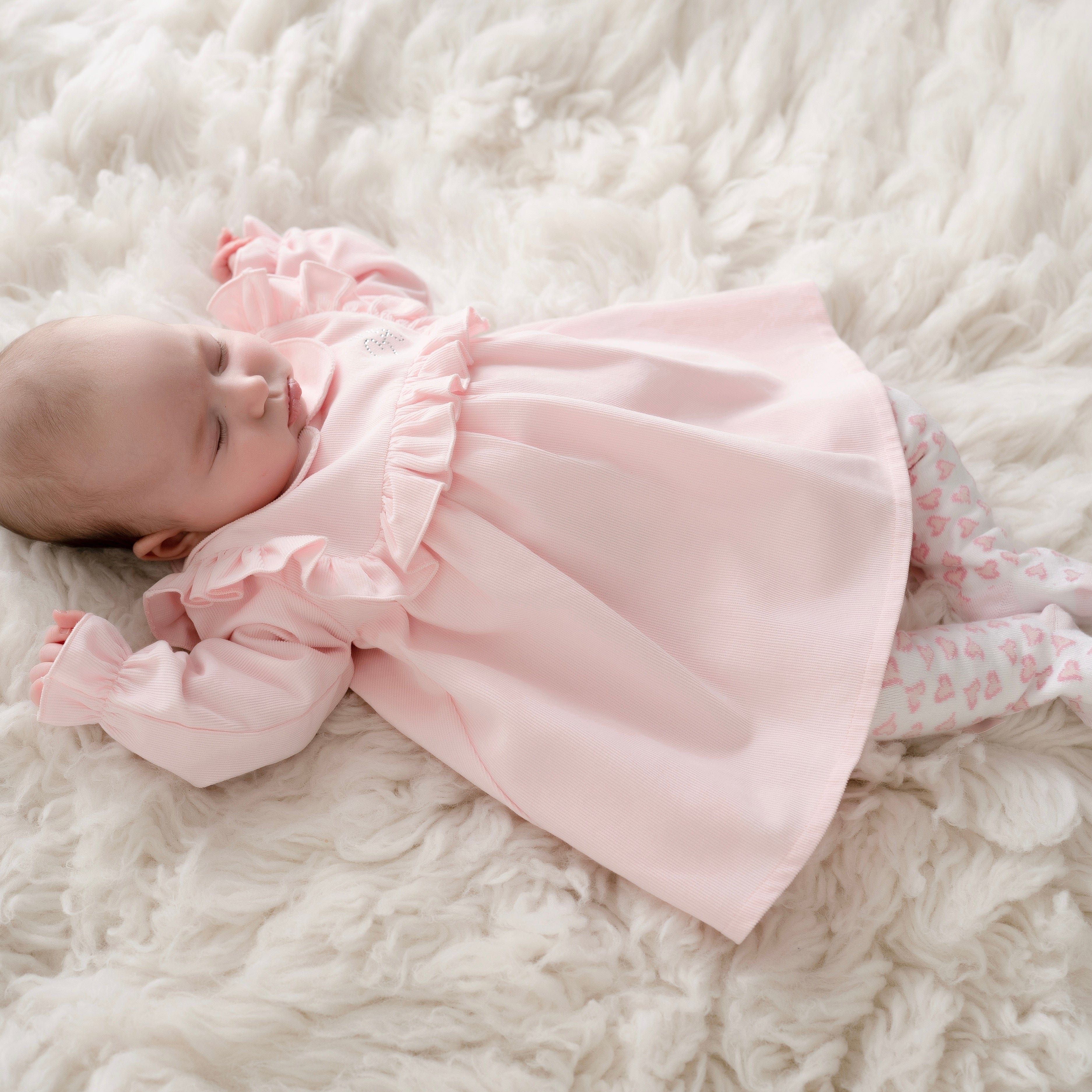 LITTLE A - Elspeth baby Cord Dress - Baby Pink