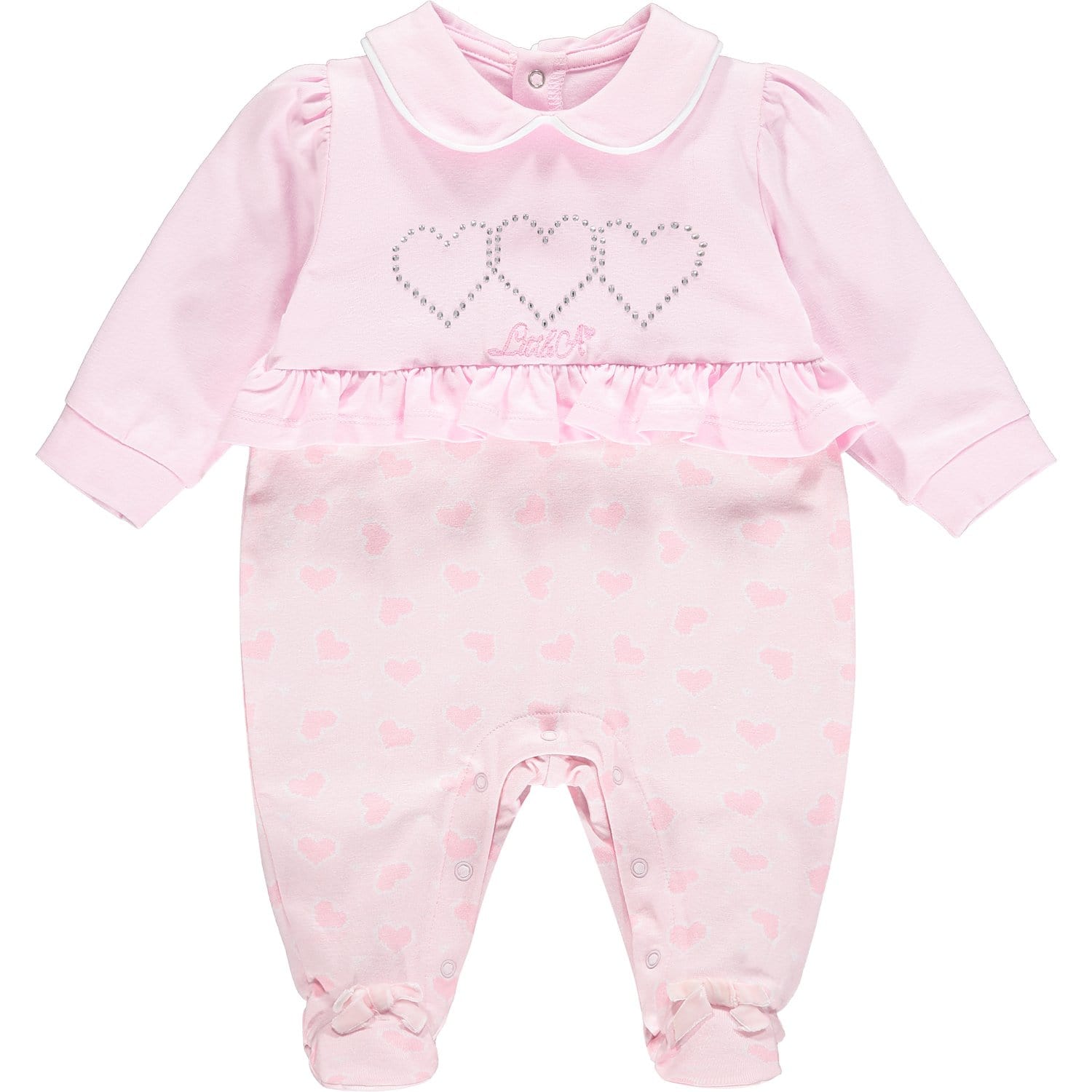 LITTLE A - Heart Print Babygrow - Pink