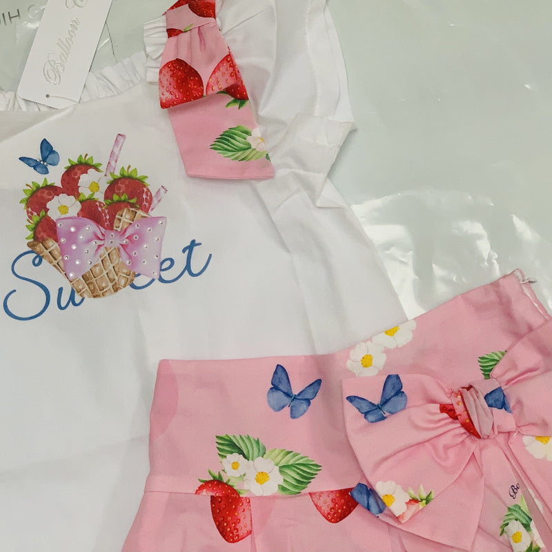 BALLOON CHIC - Exclusive Strawberry Print Skirt Set
