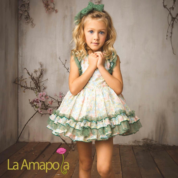 LA AMAPOLA - Garden Puffball Dress - Green