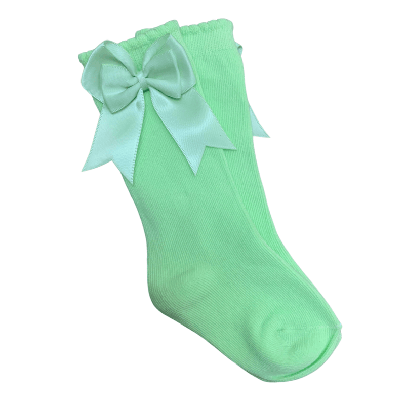 TAMBINO - Knee High Double Bow Socks - Apple Green