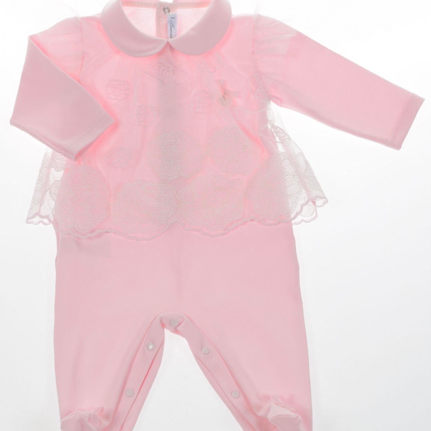 BARCELLINO - Lace Babygrow - Pink