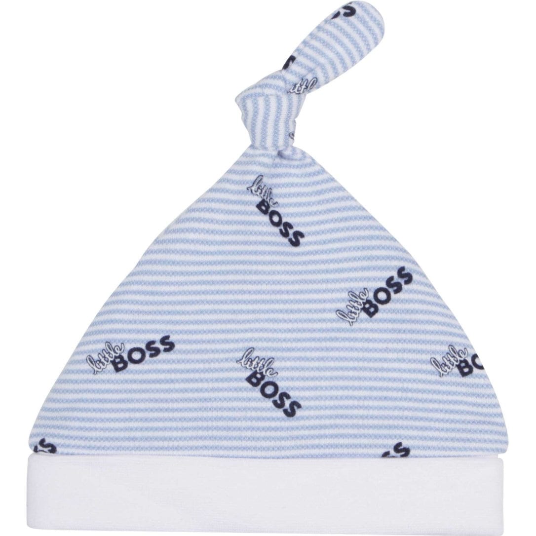 HUGO BOSS - Little Boss Logo Print  Babygrow & Hat Set - Blue