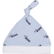 HUGO BOSS - Little Boss Logo Print  Babygrow & Hat Set - Blue