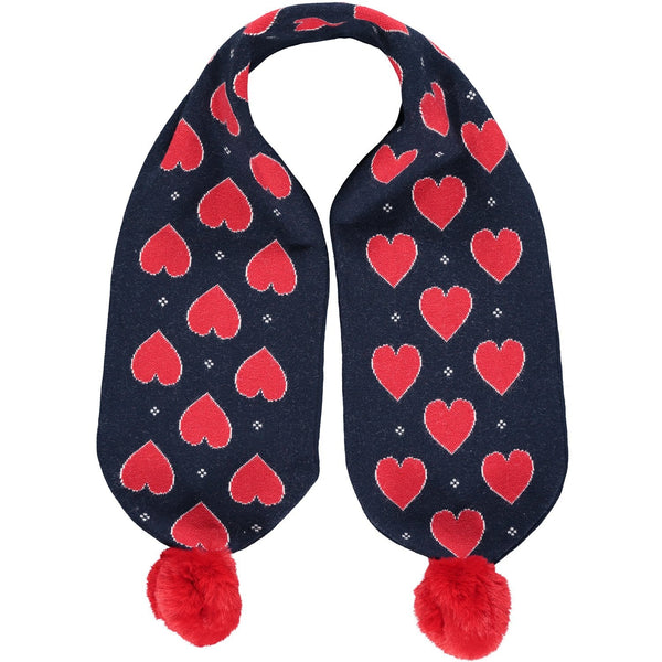 A DEE - Knitted Heart Scarf - Navy