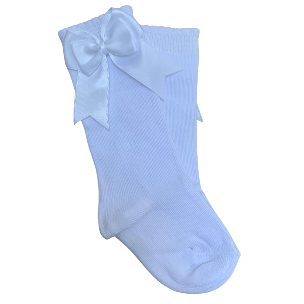 TAMBINO - Knee High Double Bow Socks - White