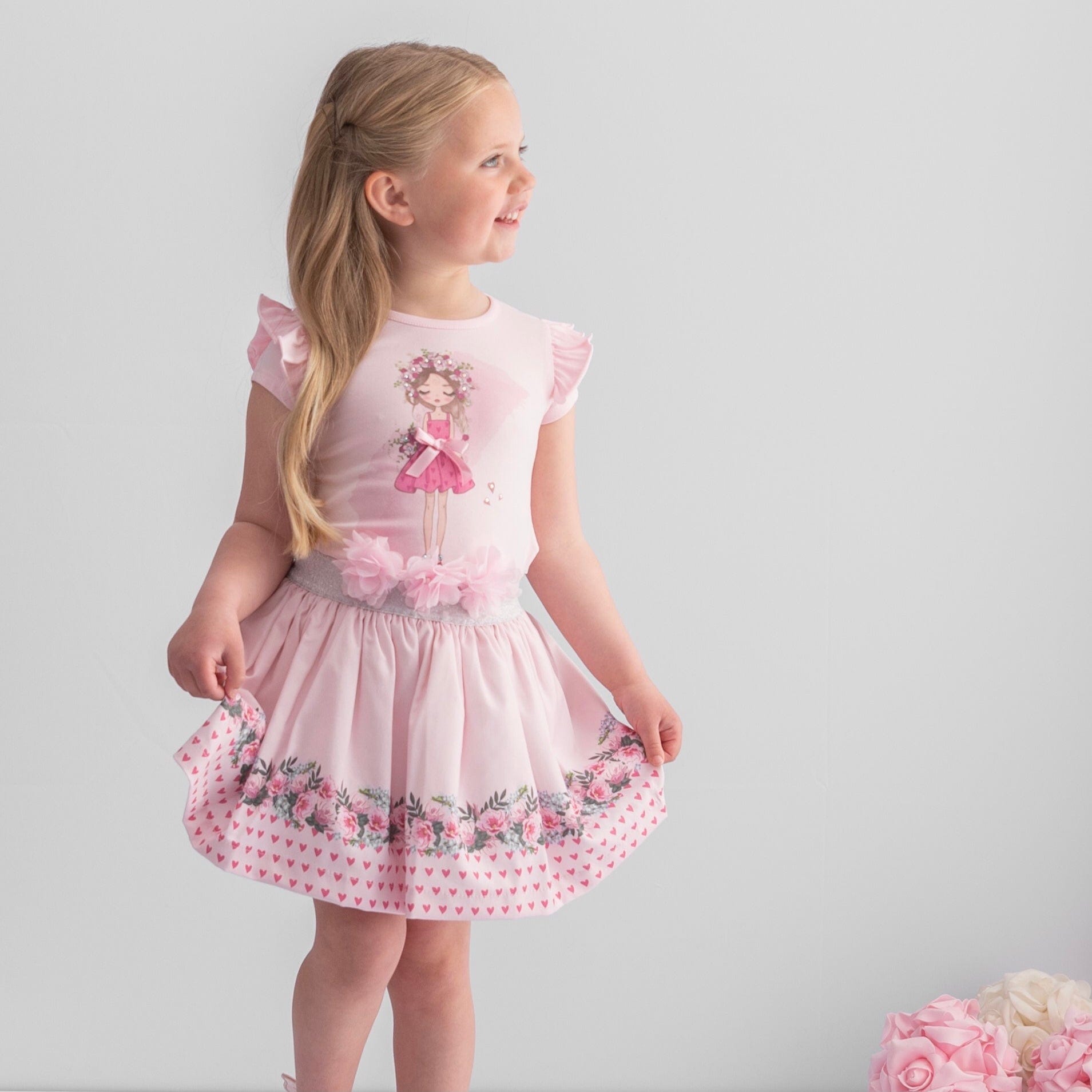 CARAMELO KIDS - Little Girl Skirt Set - Pink