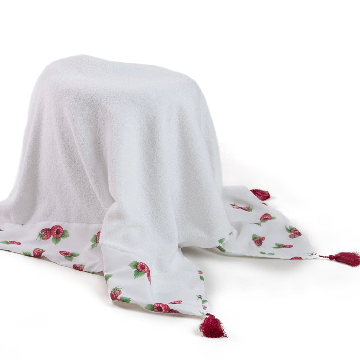 MEIA PATA - Raspberries Print Towel - White